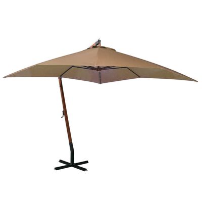 vidaXL Parasol ogrodowy wiszący, na jodłowym słupku, taupe, 3x3 m