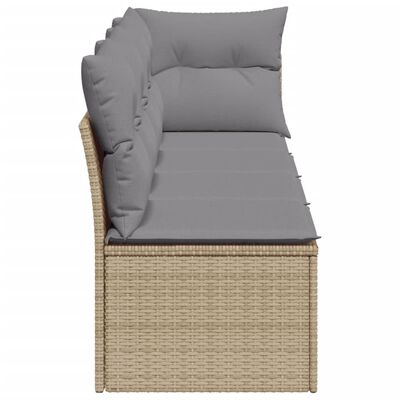 vidaXL Sofa ogrodowa z poduszkami, 4-osobowa, beż, polirattan