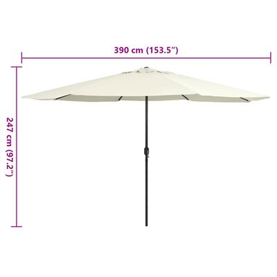 vidaXL Parasol ogrodowy na metalowym słupku, 390 cm, piaskowy