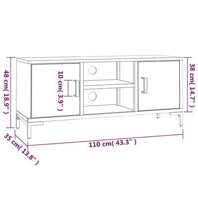 vidaXL Szafka pod telewizor, czarna, 110x35x48 cm, drewno sosnowe