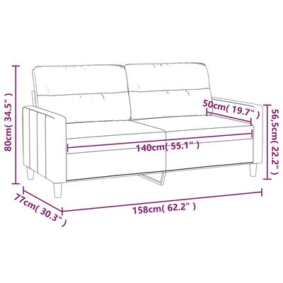 vidaXL Sofa 2-osobowa, brązowa, 140 cm, tapicerowana tkaniną