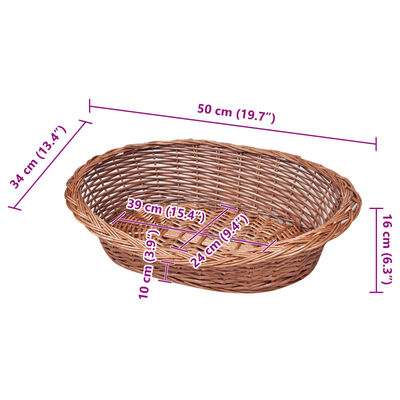 vidaXL Wiklinowy kosz/legowisko dla psa, naturalne, 50 cm