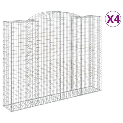 vidaXL Kosze gabionowe, 4 szt, 300x50x220/240 cm, galwanizowane żelazo