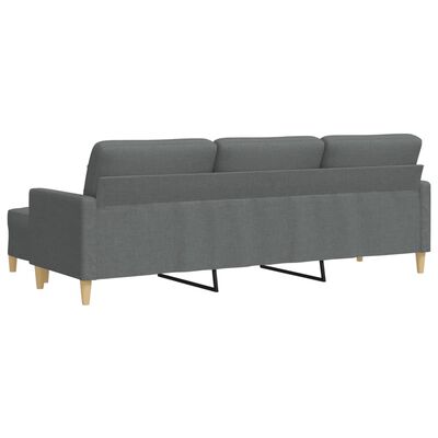 vidaXL 3-osobowa sofa z podnóżkiem, ciemnoszara, 210 cm, tkaniną