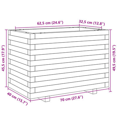 vidaXL Donica ogrodowa, 70x40x49,5 cm, lite drewno sosnowe