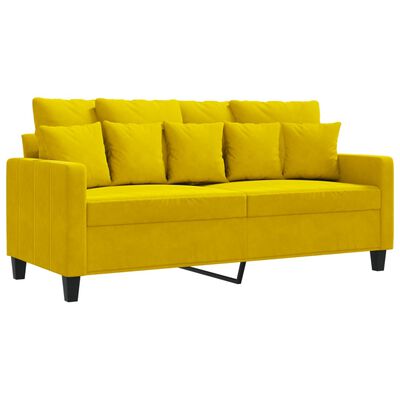 vidaXL Sofa 2-osobowa, żółta, 140 cm, tapicerowana aksamitem