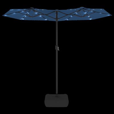 vidaXL Podwójny parasol ogrodowy z LED, niebieski, 316x240 cm