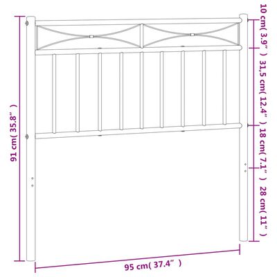 vidaXL Metalowe wezgłowie, czarne, 90 cm