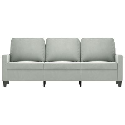 vidaXL Sofa 3-osobowa, jasnoszara, 180 cm, tapicerowana aksamitem