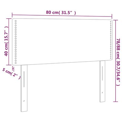 vidaXL Zagłówek do łóżka z LED, jasnoszary, 80x5x78/88 cm, aksamit