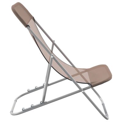 vidaXL Składane krzesła plażowe, 2 szt., brązowe, Textilene i stal