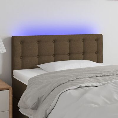vidaXL Zagłówek do łóżka z LED, ciemnobrązowy, 80x5x78/88 cm, tkanina