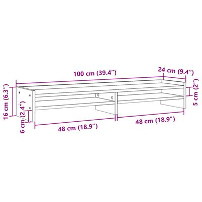 vidaXL Podstawka pod monitor, brązowy dąb, 100x24x16 cm