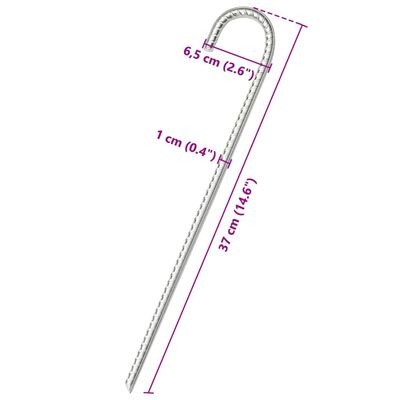 vidaXL Śledzie do namiotu, 6 szt., 37 cm, Ø10 mm, stal galwanizowana