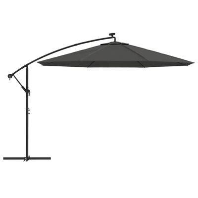 vidaXL Parasol wiszący z LED i metalowym słupkiem, 350 cm, antracytowy