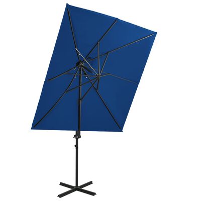 vidaXL Parasol wiszący z podwójną czaszą, 250x250 cm, niebieski