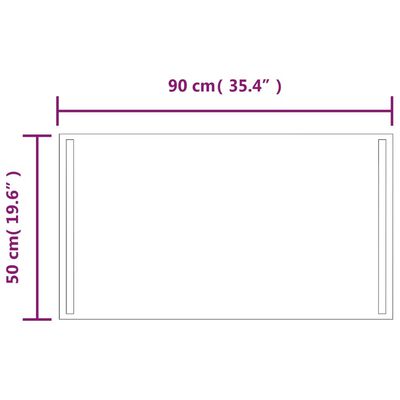 vidaXL Lustro łazienkowe z LED, 50x90 cm