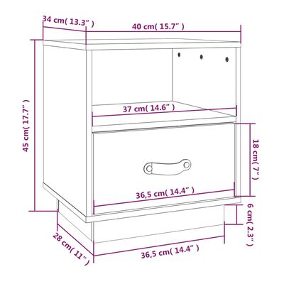 vidaXL Szafka nocna, czarna, 40x34x45 cm, lite drewno sosnowe