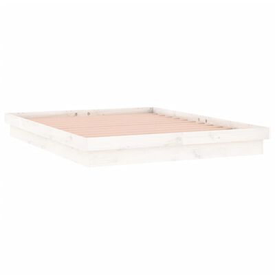 vidaXL Rama łóżka z LED, biała, 120x190 cm, podwójna, lite drewno
