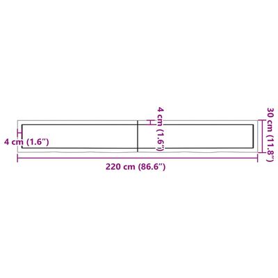 vidaXL Blat do łazienki, ciemnobrązowy, 220x30x(2-4) cm, lite drewno