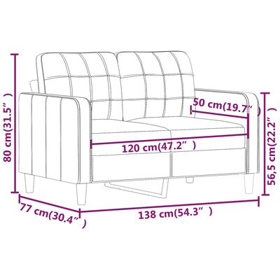 vidaXL 2-osobowa sofa, kremowy, 120 cm, sztuczna skóra