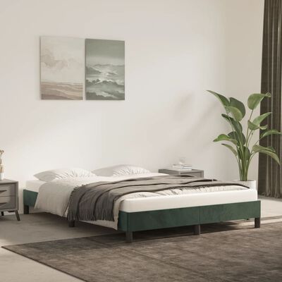 vidaXL Rama łóżka, ciemnozielona, 140x200 cm, tapicerowana aksamitem