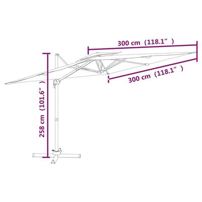 vidaXL Wiszący parasol z podwójną czaszą, terakotowy, 300x300 cm