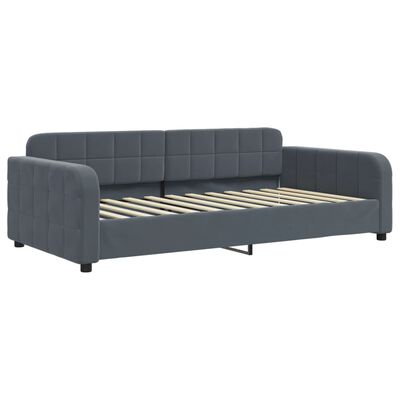 vidaXL Sofa z materacem do spania, ciemnoszara, 90x200 cm, aksamit