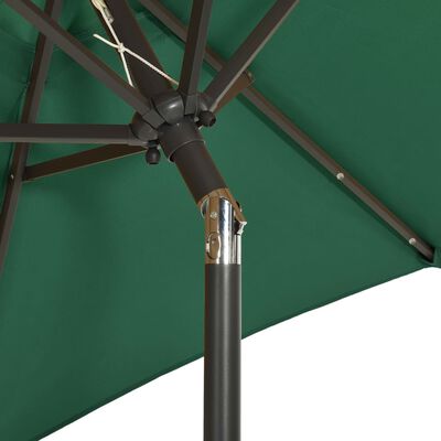 vidaXL Parasol ogrodowy z LED, zielony, 200x211 cm, aluminium