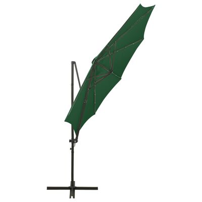 vidaXL Parasol wiszący z LED i słupkiem, zielony, 300 cm