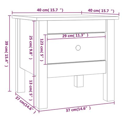 vidaXL Stolik boczny, czarne, 40x40x39 cm, lite drewno sosnowe