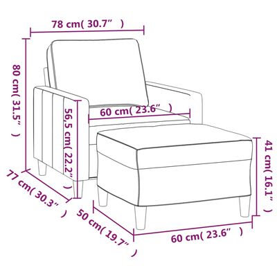 vidaXL Fotel z podnóżkiem, różowy, 60 cm, obity aksamitem