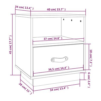 vidaXL Szafki nocne, 2 szt., czarne, 40x34x45 cm, lite drewno sosnowe