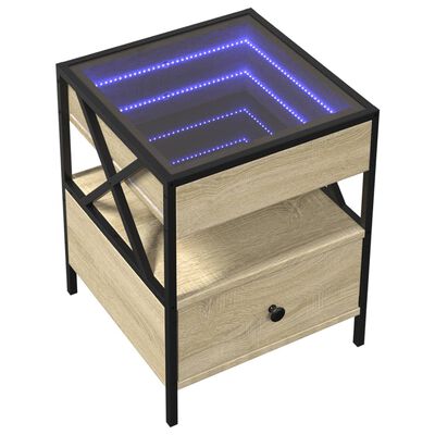 vidaXL Stolik kawowy z LED Infinity, dąb sonoma, 40x40x51 cm