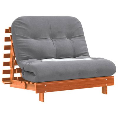 vidaXL Sofa rozkładana futon, z materacem, woskowy brąz, 100x206x11 cm