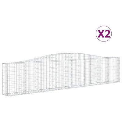 vidaXL Kosze gabionowe, 2 szt, 400x30x80/100 cm, galwanizowane żelazo