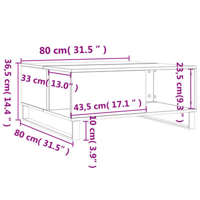 vidaXL Stolik kawowy, biały 80x80x36,5 cm, materiał drewnopochodny