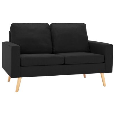 vidaXL 2-osobowa sofa, czarna, tapicerowana tkaniną