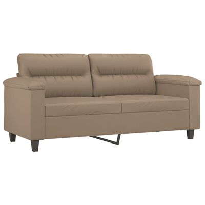 vidaXL 2-osobowa sofa z poduszkami, cappuccino, 140 cm, sztuczna skóra