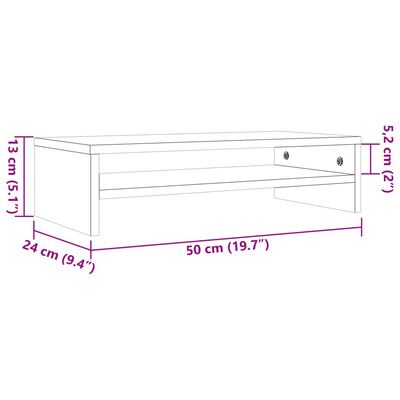 vidaXL Podstawka na monitor, woskowy brąz, 50x24x13 cm, lita sosna