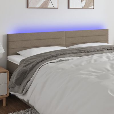 vidaXL Zagłówek do łóżka z LED, taupe, 200x5x78/88 cm, tkanina