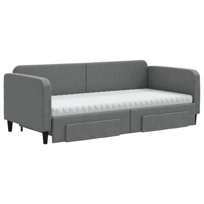 vidaXL Sofa rozsuwana z szufladami, ciemnoszara, 90x200 cm, tkanina