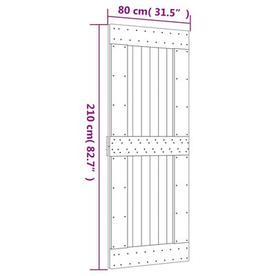 vidaXL Drzwi przesuwne z osprzętem, 80x210 cm, lite drewno sosnowe