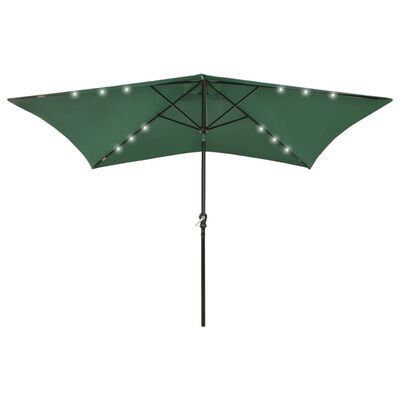 vidaXL Parasol ogrodowy z LED i stalowym słupkiem, zielony, 2x3 m