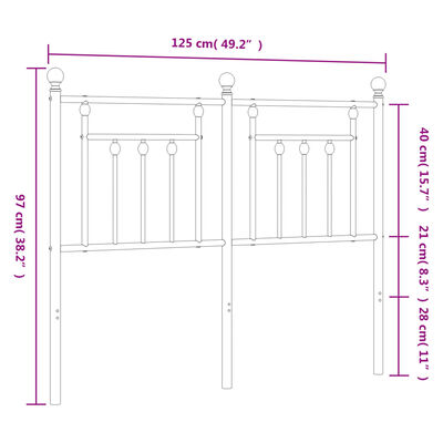 vidaXL Metalowe wezgłowie, białe, 120 cm