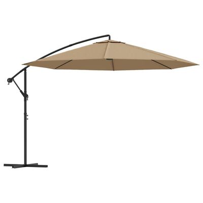 vidaXL Parasol wiszący z aluminiowym słupkiem, 350 cm, taupe