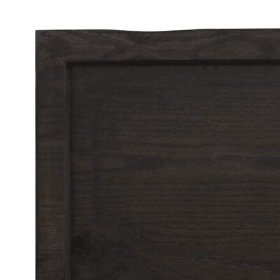 vidaXL Blat stołu, ciemnobrązowy, 180x60x(2-6) cm, lite drewno dębowe