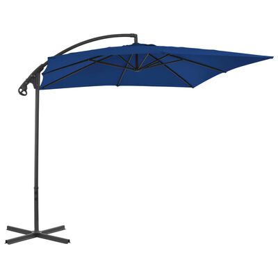 vidaXL Parasol wiszący ze stalowym słupkiem, 250x250 cm, niebieski