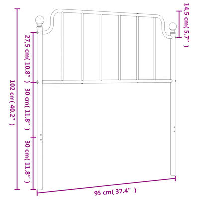 vidaXL Metalowe wezgłowie, białe, 90 cm