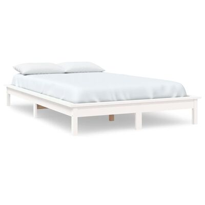vidaXL Rama łóżka, biała,140 x 200 cm, lite drewno sosnowe